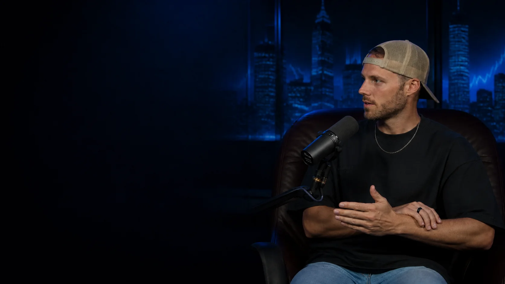 Colten Page recording the Above the Edge podcast